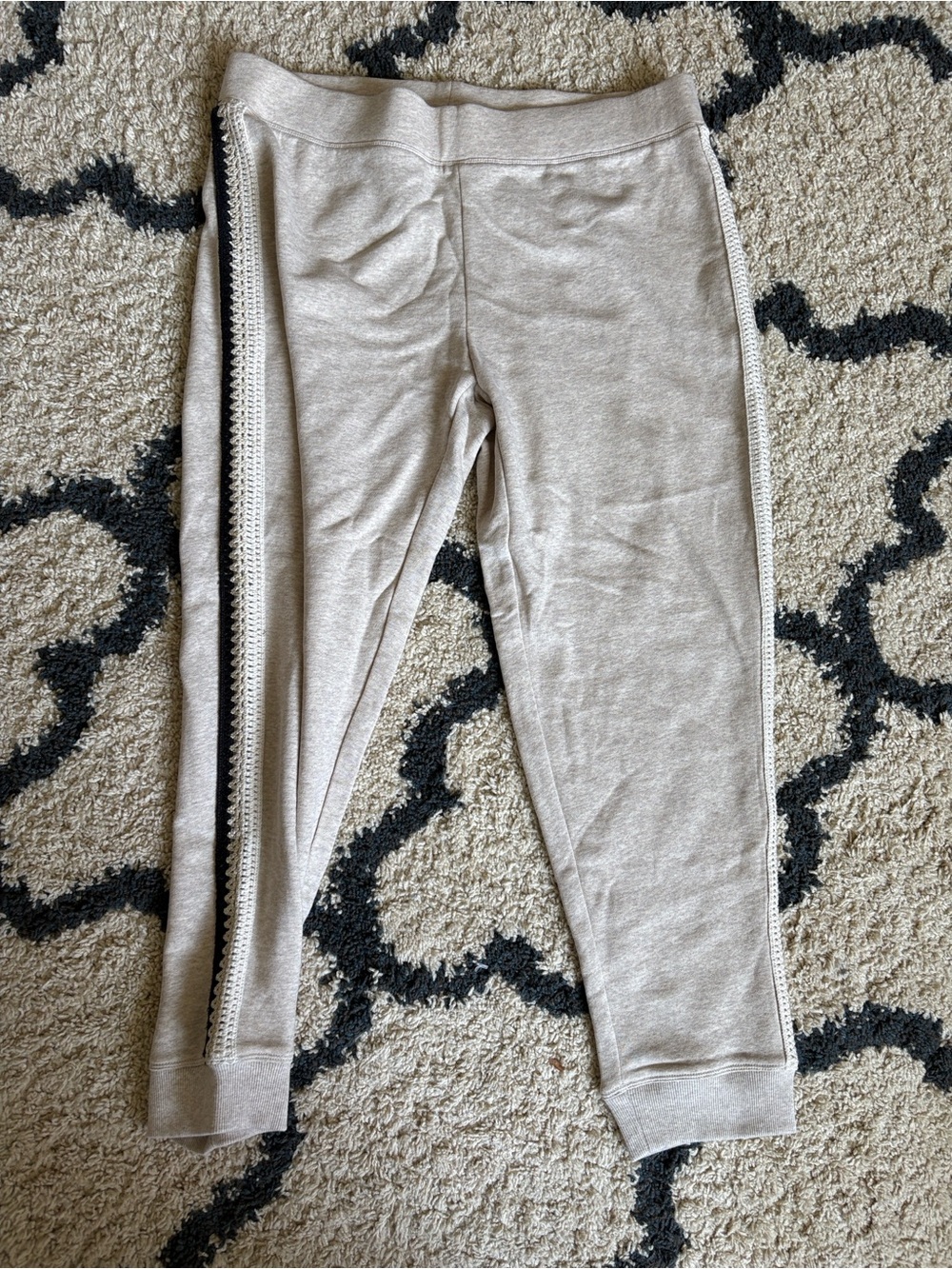 Chico's Zenergy Heather Crochet French Terry Jogger Pants with Lace Side Trim